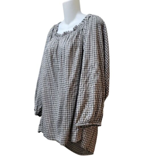 St Johns Bay Gingham Checkered Square Neck Puffy long Sleeve Top - NWT - Picture 5 of 8
